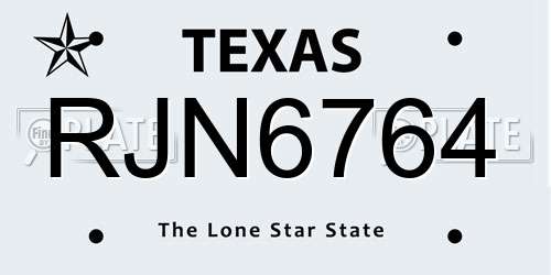 RJN6764 Texas License Plate