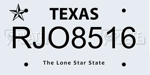 RJO8516 Texas License Plate