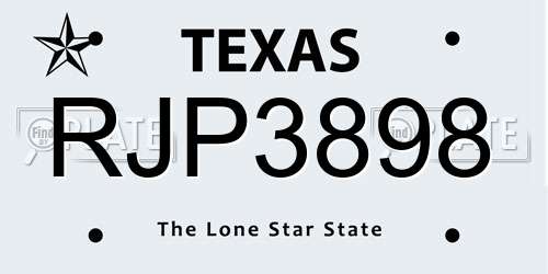 RJP3898 Texas License Plate