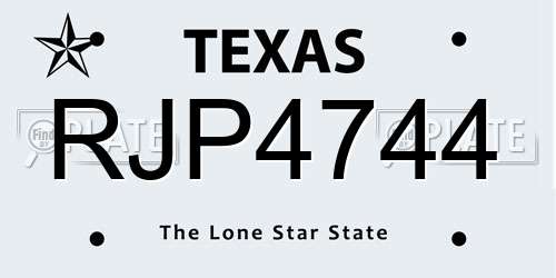 RJP4744 Texas License Plate
