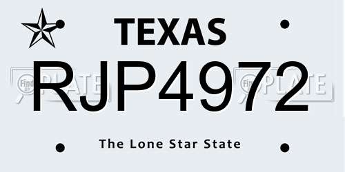 RJP4972 Texas License Plate