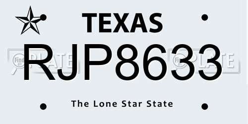 RJP8633 Texas License Plate