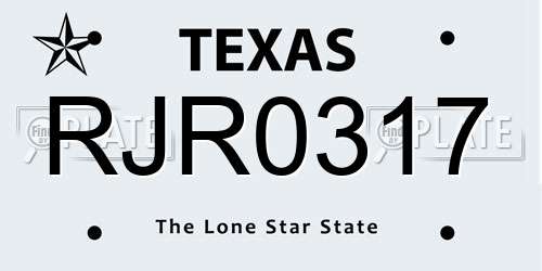 RJR0317 Texas License Plate