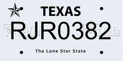 RJR0382 Texas License Plate