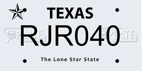 RJR040 Texas License Plate