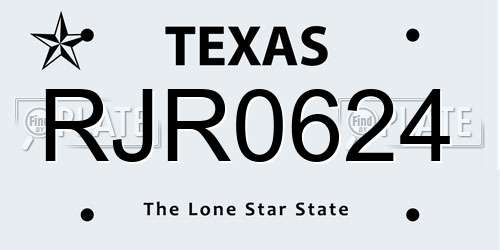 RJR0624 Texas License Plate