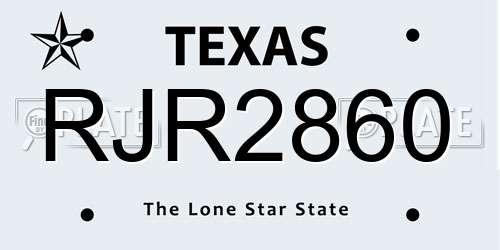 RJR2860 Texas License Plate