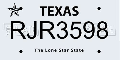 RJR3598 Texas License Plate