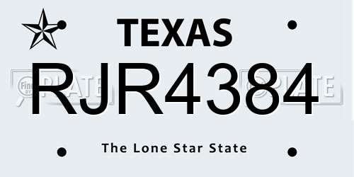 RJR4384 Texas License Plate