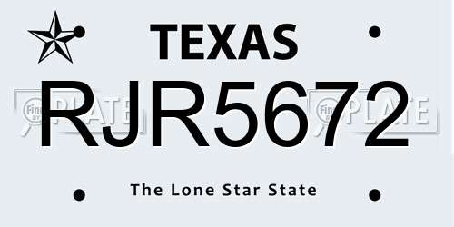 RJR5672 Texas License Plate