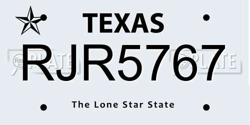 RJR5767 Texas License Plate