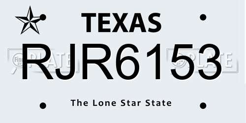 RJR6153 Texas License Plate
