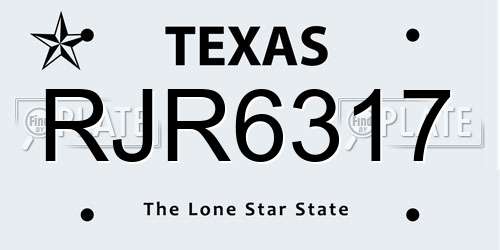 RJR6317 Texas License Plate