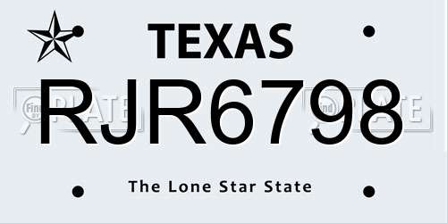 RJR6798 Texas License Plate