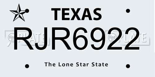 RJR6922 Texas License Plate