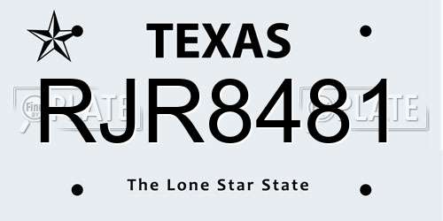 RJR8481 Texas License Plate