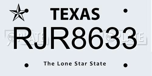 RJR8633 Texas License Plate