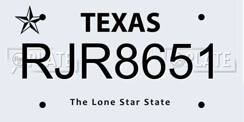 RJR8651 Texas License Plate