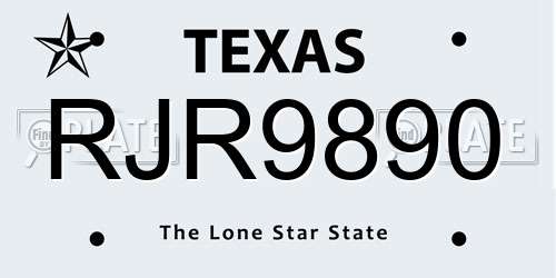 RJR9890 Texas License Plate