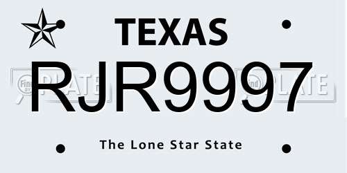RJR9997 Texas License Plate