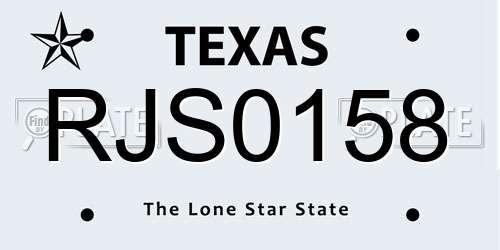 RJS0158 Texas License Plate