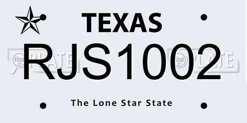RJS1002 Texas License Plate