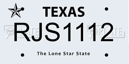 RJS1112 Texas License Plate