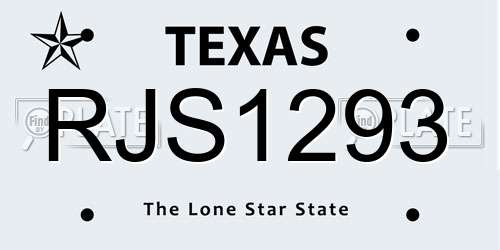 RJS1293 Texas License Plate