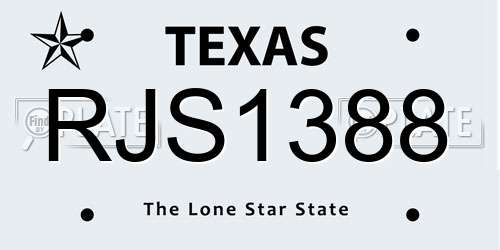 RJS1388 Texas License Plate