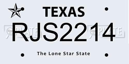 RJS2214 Texas License Plate