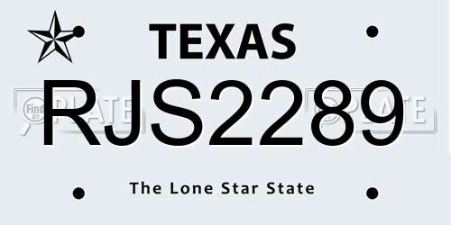 RJS2289 Texas License Plate