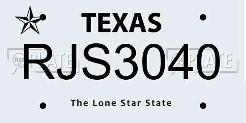 RJS3040 Texas License Plate