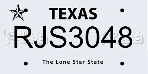 RJS3048 Texas License Plate