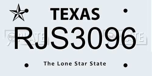RJS3096 Texas License Plate