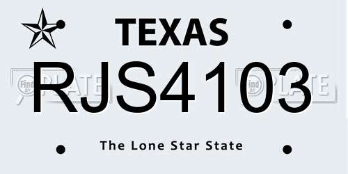 RJS4103 Texas License Plate