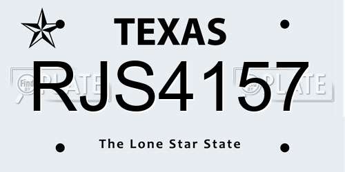 RJS4157 Texas License Plate