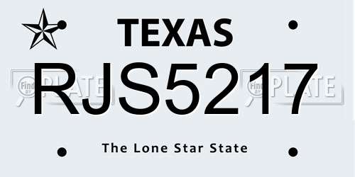 RJS5217 Texas License Plate