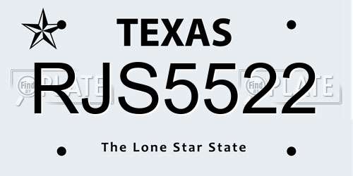 RJS5522 Texas License Plate