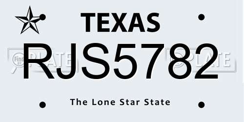 RJS5782 Texas License Plate