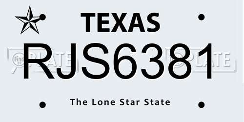 RJS6381 Texas License Plate