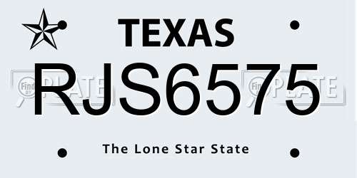 RJS6575 Texas License Plate