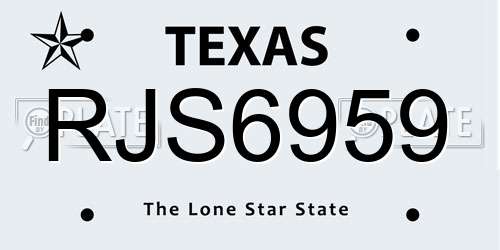RJS6959 Texas License Plate
