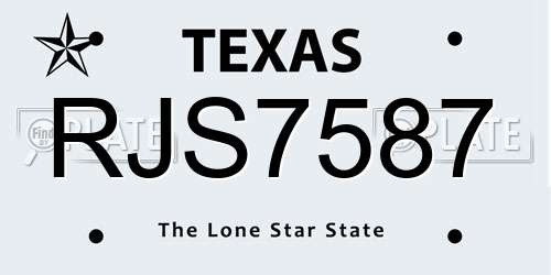 RJS7587 Texas License Plate
