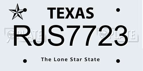 RJS7723 Texas License Plate