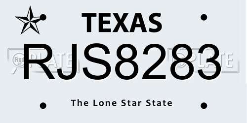 RJS8283 Texas License Plate