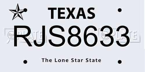 RJS8633 Texas License Plate