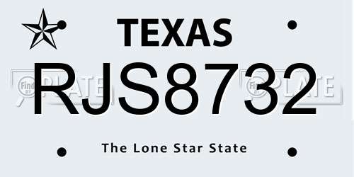 RJS8732 Texas License Plate