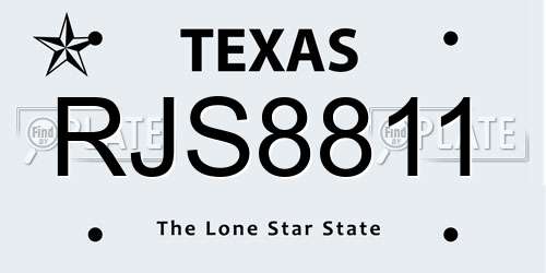 RJS8811 Texas License Plate