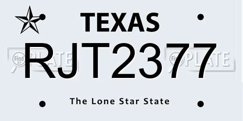 RJT2377 Texas License Plate