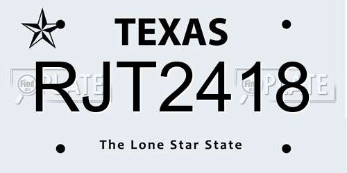 RJT2418 Texas License Plate